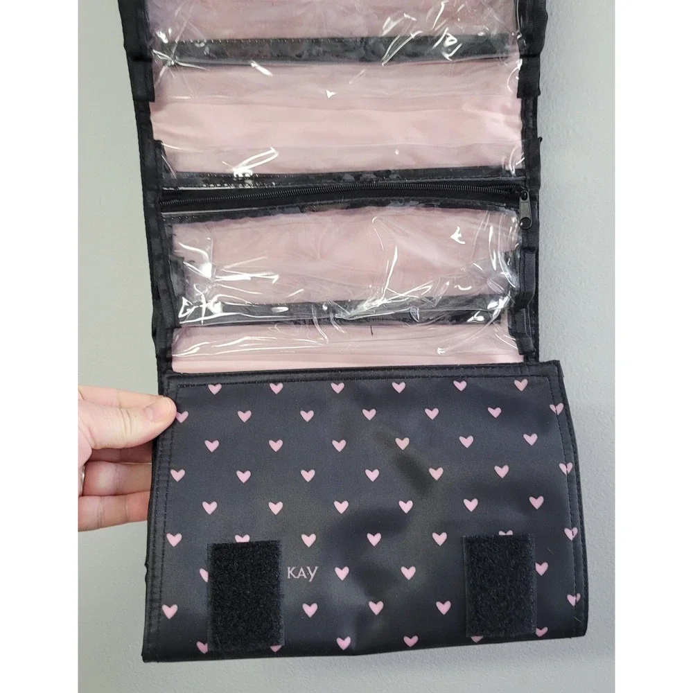 Mary Kay Pink Heart Travel Roll Up Bag Hanging Toiletry Cosmetic Organizer‎